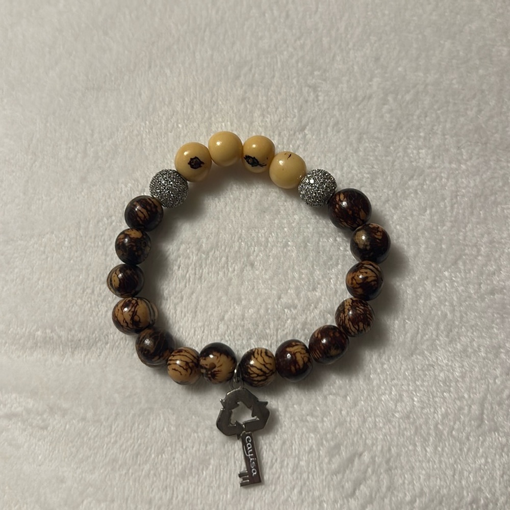 Cayisa Stretch Brown/crystal beaded bracelet